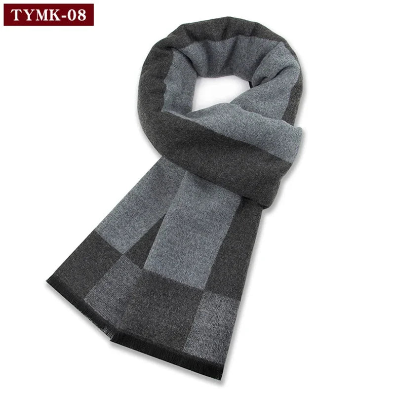 Luxury Men's Cashmere Scarf - Winter Wool Plaid Muffler Perfect for Gifts
