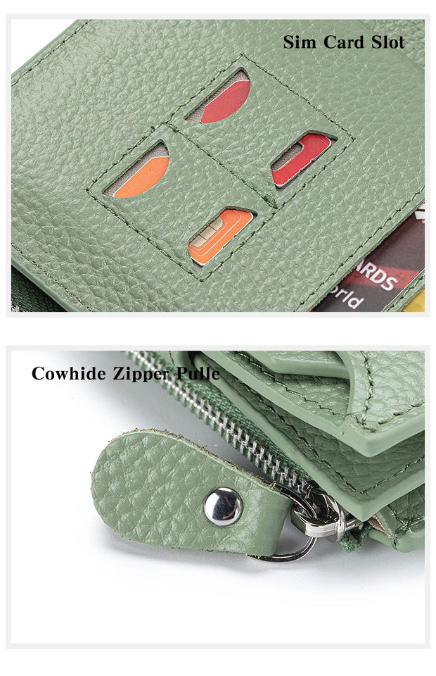 Large Capacity Women's RFID Wallet - Leather Bifold with Coin Pocket & ID Windows