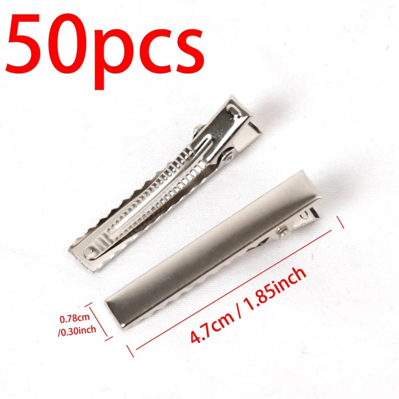 50Pcs Metal Alligator Hair Clips - Duckbill Blank Base for DIY Hair Accessories