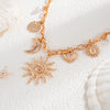 Ingemark Vintage Heart Sun Moon Necklace - Creative Alloy Chain Choker for Bridal Jewelry