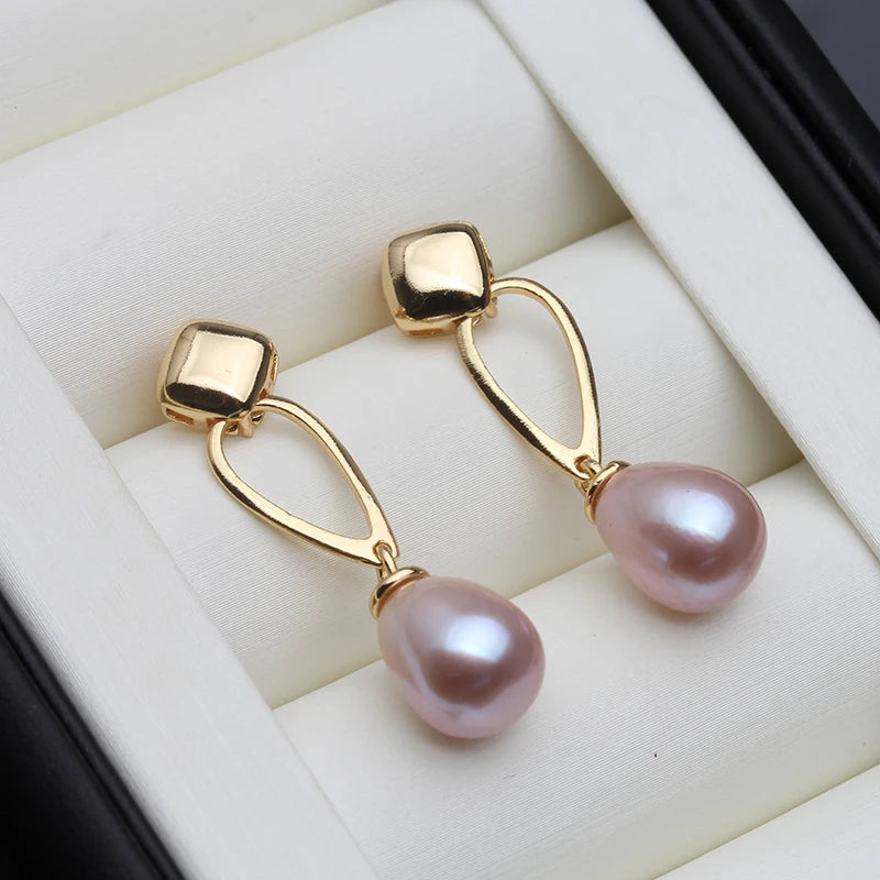 Cultured Pearl Drop Earrings - Gold Plated White Pearl Gift for Mother & Wife