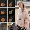 Retro Wooden Leaf Owl Necklace - Women's Long Chain with Clock Pendant Jewelry