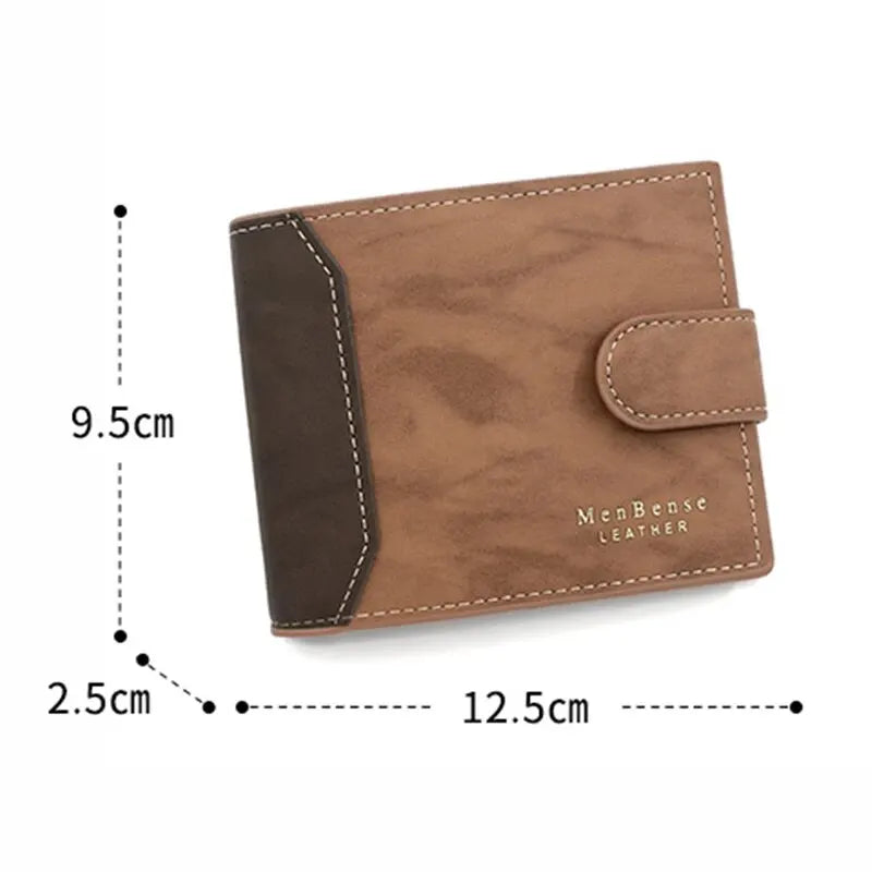 Secure Men's Wallet - PU Leather Card Holder with Hasp & Multiple Compartments