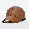 Adjustable Men's Genuine Cowhide Leather Baseball Cap - Fall Winter Sports Hat