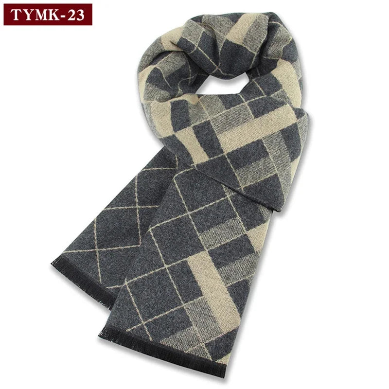Luxury Men's Cashmere Scarf - Winter Wool Plaid Muffler Perfect for Gifts