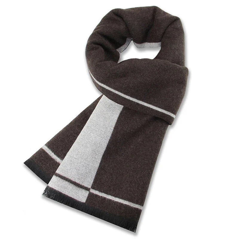 Luxury Men's Cashmere Scarf - Winter Wool Plaid Muffler Perfect for Gifts