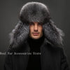 Men's Luxury Fox Fur Hat - 100% Sheepskin Ushanka with Ear Flaps
