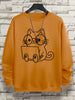 Gentleman Cat Print Men's Hoodie - Hip Hop Streetwear Pullover Sweatshirt