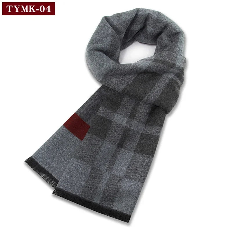 Luxury Men's Cashmere Scarf - Winter Wool Plaid Muffler Perfect for Gifts
