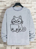Gentleman Cat Print Men's Hoodie - Hip Hop Streetwear Pullover Sweatshirt