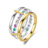 Multi-Layer Stacking Rings Set - Stainless Steel Dual Color Zircon Jewelry