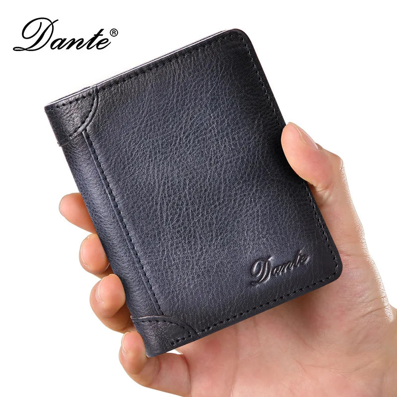 Dante Men's Leather RFID Wallet - Vintage Cowhide Vertical Design with Money Clip