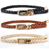 0.8cm Thin Braided PU Leather Belt - Women's Pin Buckle Waistband 110cm