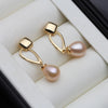 Cultured Pearl Drop Earrings - Gold Plated White Pearl Gift for Mother & Wife