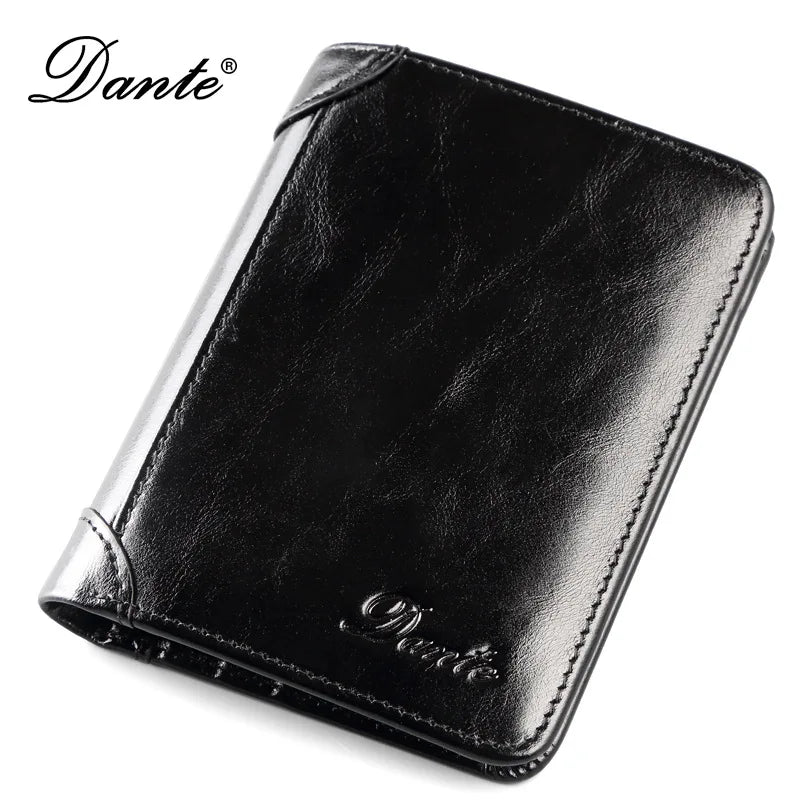 Dante Men's Leather RFID Wallet - Vintage Cowhide Vertical Design with Money Clip