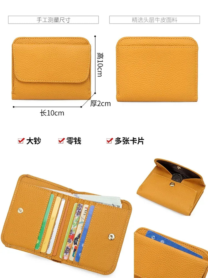 Women's Leather Wallet - Small Folding Purse with Multiple Compartments