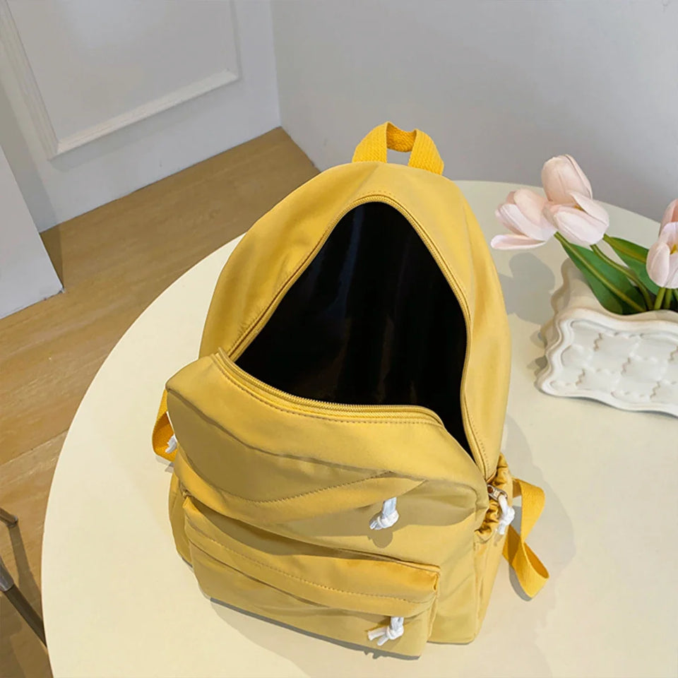 Multi-Pocket Nylon Backpack - Large Capacity with Adjustable Straps for College Commute